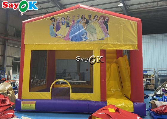 Princess Print Themed Inflatable Bounce Slide With Ball Pit Pool