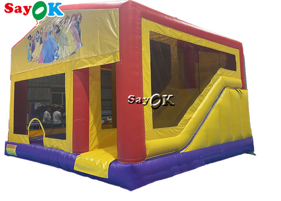 Pretty Princess Print Girl Inflatable Bounce House Slide With Ball Pit Pool