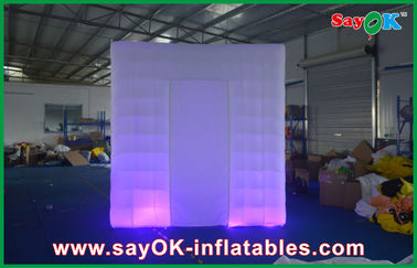 Professional Photo Studio Purple Cube Inflatable Photo Booth Tent 2 Doors Bottom Led Light