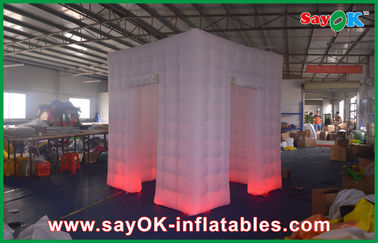 Professional Photo Studio Purple Cube Inflatable Photo Booth Tent 2 Doors Bottom Led Light