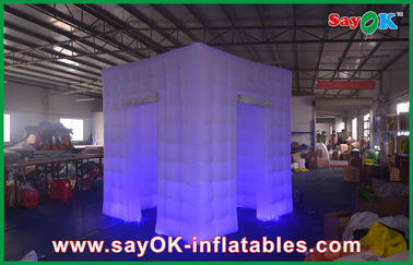 Professional Photo Studio Purple Cube Inflatable Photo Booth Tent 2 Doors Bottom Led Light