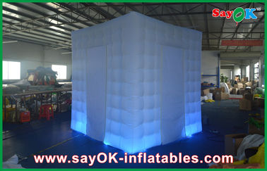 Advertising Booth Displays White Curtain Lighting Inflatable Photo Booth 210D Oxford Cloth