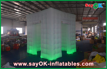 Advertising Booth Displays White Curtain Lighting Inflatable Photo Booth 210D Oxford Cloth
