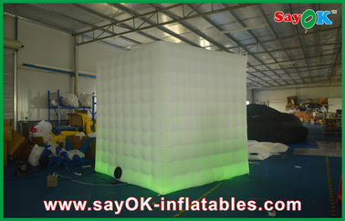 Advertising Booth Displays White Curtain Lighting Inflatable Photo Booth 210D Oxford Cloth