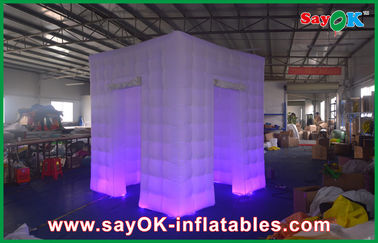 Photo Booth Backdrop 2 Middle Doors Led Inflatable Photo Booth Enclosure For Christmas