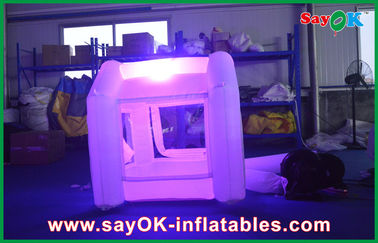 210D Polyester Cloth Inflatable Money Booth LED White For Party
