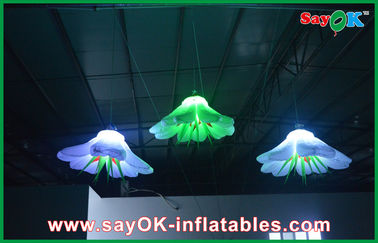 Indoor Decorative Light Inflatable Flower With Rope Hanging White 190t Oxford Cloth
