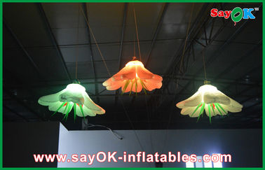 Indoor Decorative Light Inflatable Flower With Rope Hanging White 190t Oxford Cloth