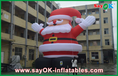 Inflatable Holiday Decorations 8m Height Red Big Christmas Santa Claus With Oxford Cloth