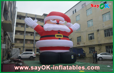 Inflatable Holiday Decorations 8m Height Red Big Christmas Santa Claus With Oxford Cloth