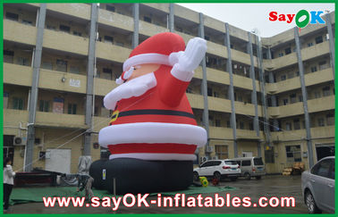 Inflatable Holiday Decorations 8m Height Red Big Christmas Santa Claus With Oxford Cloth