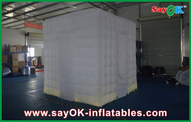 Advertising Booth Displays White Lighted Oxford Cloth Inflatable Photo Booth Portable For Wedding