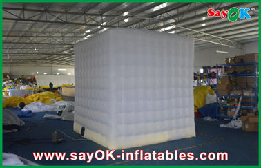 Advertising Booth Displays White Lighted Oxford Cloth Inflatable Photo Booth Portable For Wedding