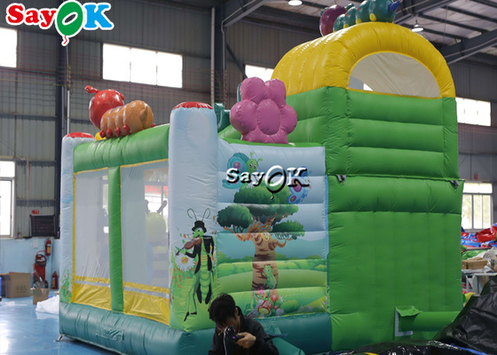 Insect Print Themed Inflatable Bounce Trampoline House With Slide