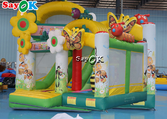 Insect Print Themed Inflatable Bounce Trampoline House With Slide