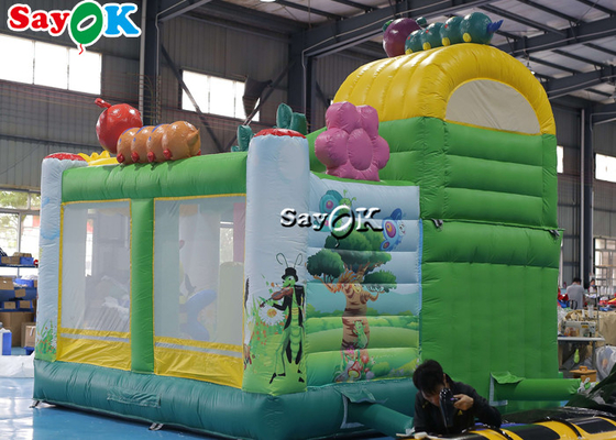 Insect Print Themed Inflatable Bounce Trampoline House With Slide