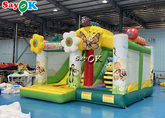 Insect Print Themed Inflatable Bounce Trampoline House With Slide