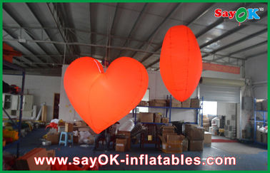 Indoor Event Red Inflatable LED Light Hanging Heart 2M Decorative with Led