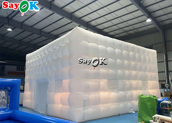 Outdoor PVC Coated Giant LED Cube Inflatable Air Tent With Blower Custom Size