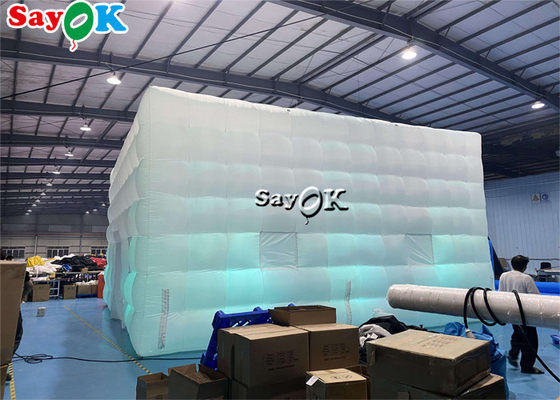 Outdoor PVC Coated Giant LED Cube Inflatable Air Tent With Blower Custom Size