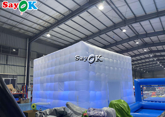 Outdoor PVC Coated Giant LED Cube Inflatable Air Tent With Blower Custom Size