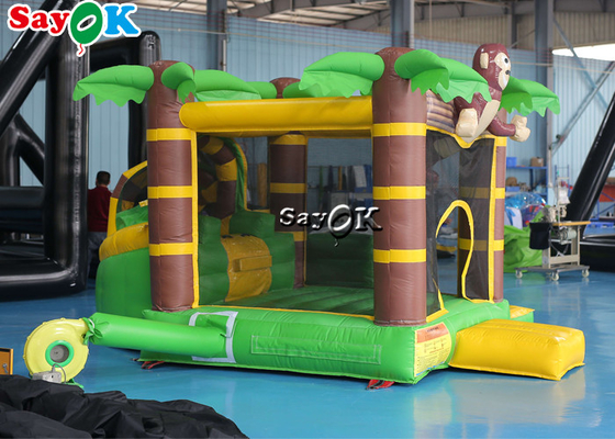 Fire Retardant Gorilla Themed Inflatable Bounce House Slide With Blower