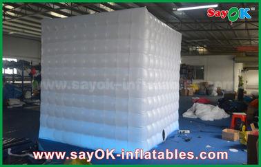 Advertising Booth Displays Two Door Inflatable White Photo Booth Case With Oxford Cloth 2.4 X 2.4 X 2.5