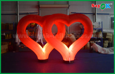 Nylon Cloth Giant Lighting Led Inflatable Decoration ,  Led heart for Party Stage