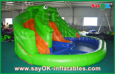 Inflatable Bounce House With Slide Pvc Summer Inflatable Bouncer Slide Outside Frog Water Slide With Print