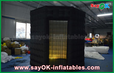 Inflatable Party Decorations 2m Height Black Inflatable Photo Booth Props Shell With Eight Angles Oxford Cloth