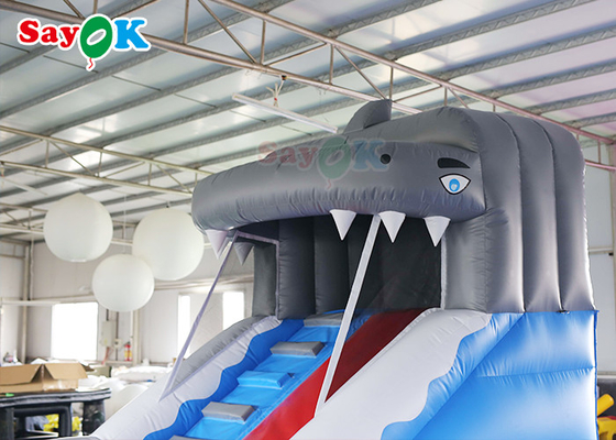 Inflatable Kids Slide Courtyard Blue Small Single Giant Inflatable Water Slide With Swimming Pool
