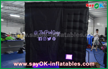 Party Photo Booth Lightweight 18 Kg Black Inflatable Photo Booth Enclose Cube With Led Lighting