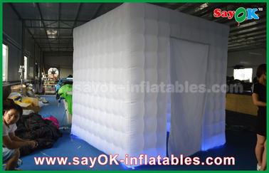 Portable Photo Booth White Oxford Cloth Inflatable Photo Booth Props Kiosk With Door Curtains