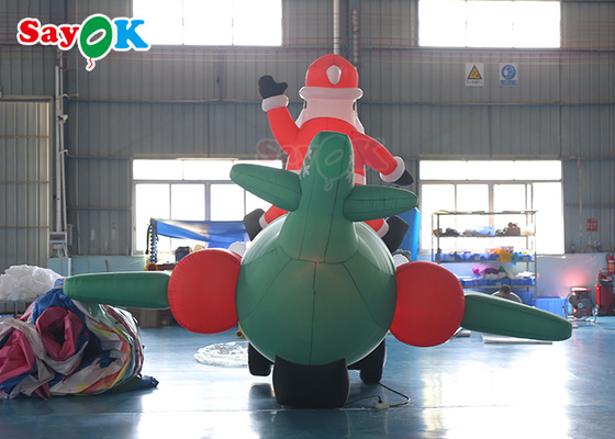 Oxford Cloth Inflatable Old Man LED Christmas Santa Claus Flying Airplane Blowing