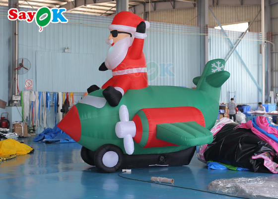 Oxford Cloth Inflatable Old Man LED Christmas Santa Claus Flying Airplane Blowing