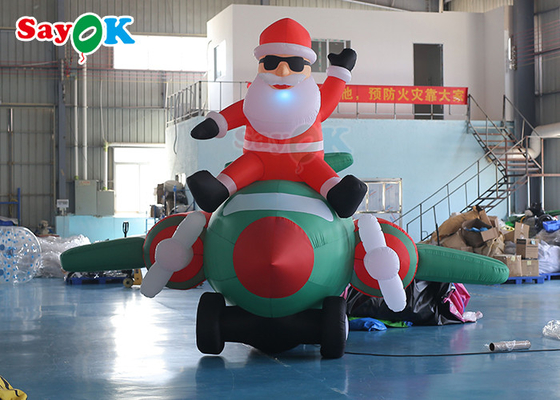 Oxford Cloth Inflatable Old Man LED Christmas Santa Claus Flying Airplane Blowing