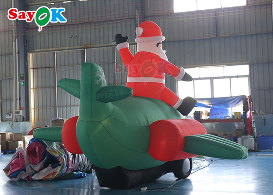 Oxford Cloth Inflatable Old Man LED Christmas Santa Claus Flying Airplane Blowing