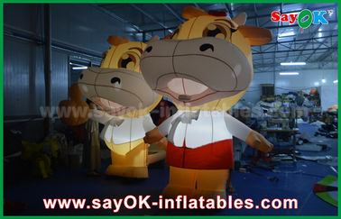 Custom Animal Oxford Cloth Inflatable Cartoon Cattle Cow With LED Lighting