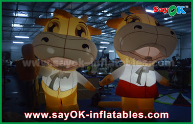 Custom Animal Oxford Cloth Inflatable Cartoon Cattle Cow With LED Lighting