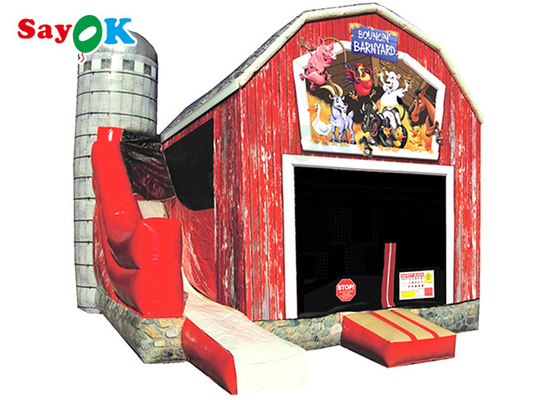 Farmyard Toddler Obstacle Inflatable Water Slide With Bounce House Blow Up Barn Playground