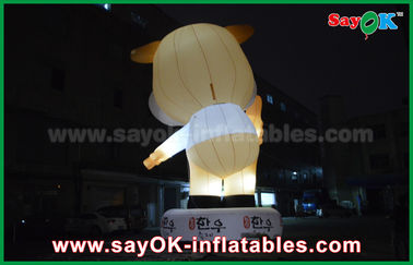 Advertising 10m Giant Oxford Cow Inflatable Cartoon White Color With Led Light