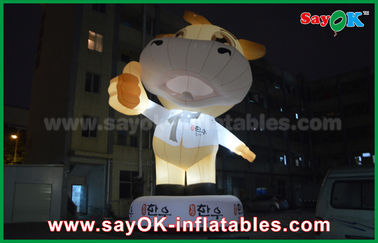 Advertising 10m Giant Oxford Cow Inflatable Cartoon White Color With Led Light Cartoon Characters For Birthday Parties