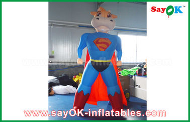 Blue / Red Inflatable Superman Cow Customized Animal Character Inflatable Model