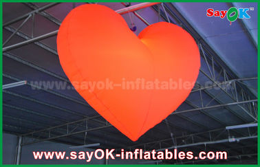 1.5m Romantic Led Lighting Red Heart Outdoor Inflatable Decorations For Wedding