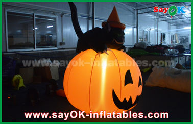 Durable Halloween Inflatable Holiday Decorations Pumpkin Cat With Led Lighting