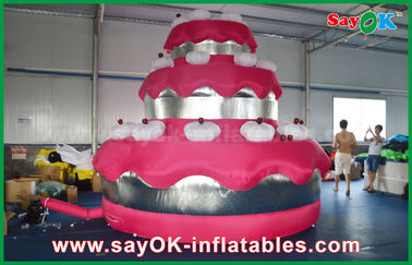 Red Promotional Custom Inflatable Products Giant Cake Party / Birthday Decoration