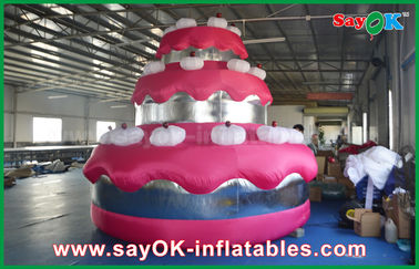 Red Promotional Custom Inflatable Products Giant Cake Party / Birthday Decoration