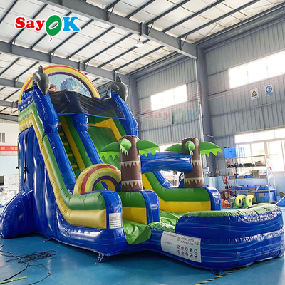 Outdoor Inflatable Slide Giant Commercial Adult Blow Up Water Slide Jumpers Bounce Logo Printing