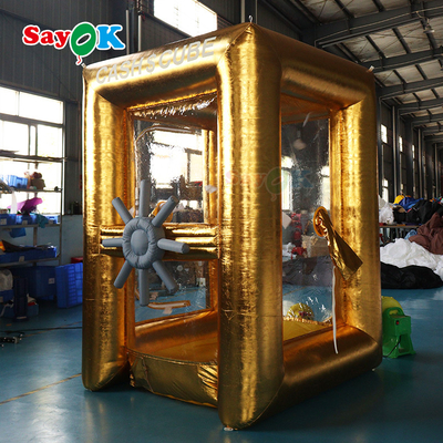 Gold Large Advertisng Inflatable Money Machine Crash Cube For Promotion