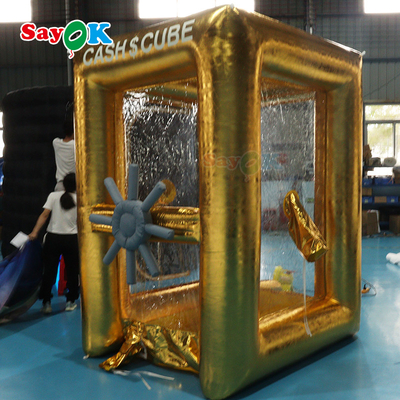 Gold Large Advertisng Inflatable Money Machine Crash Cube For Promotion